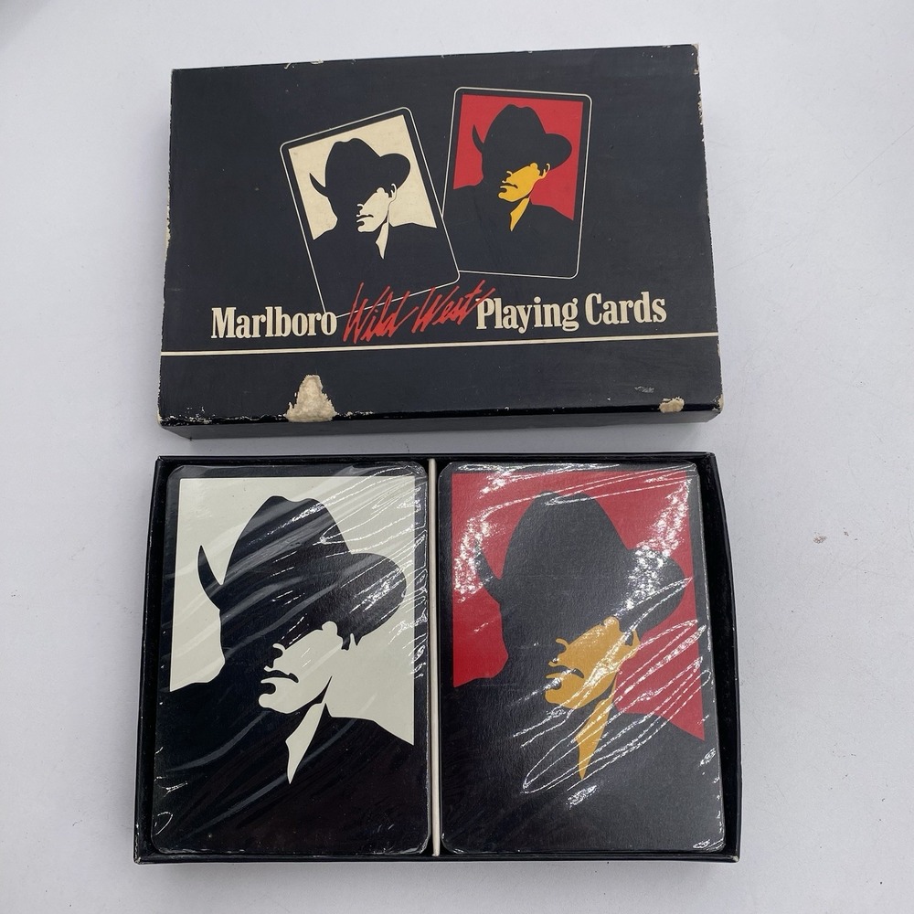 Vintage 1991 Marlboro Man Wild West Playing Cards 2‎ Decks - Sealed